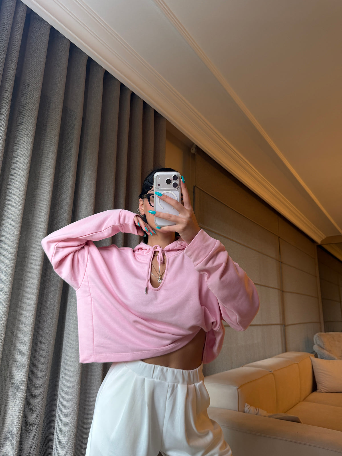 Oversize Sweatshirt Pembe